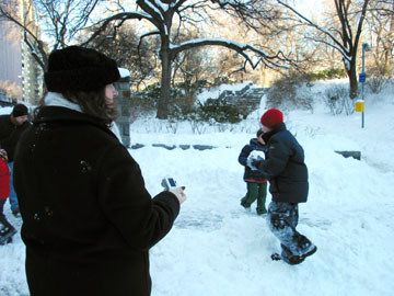 Random kid with a snowball