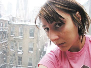 Deb Schwartz at the window