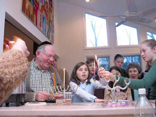 the menorah is lit.