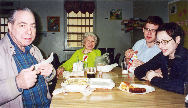 Is that food on my uncle's face, or are they shaving nicks?